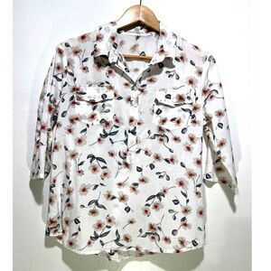 Eden & Olivia button up shirt cotton spring fall floral summer casual women M